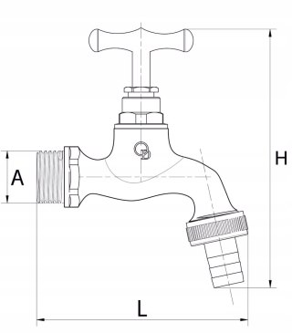 Zawór grzybkowy ze złączką do węża 1/2'' chrom