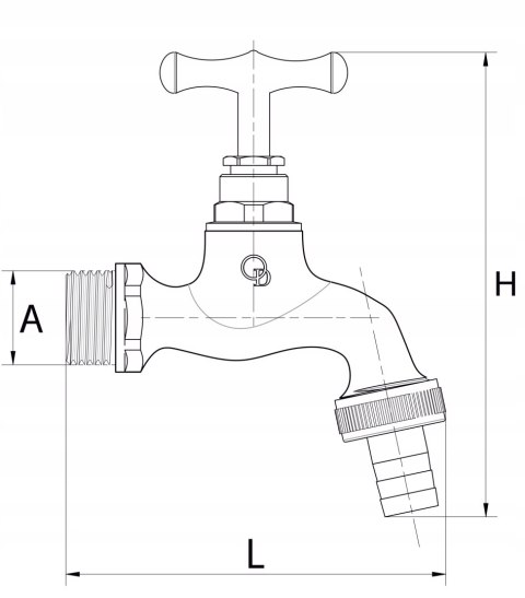 Zawór grzybkowy ze złączką do węża 1/2'' złoty, polerowany Zawór grzybkowy ze złączką do węża 1/2'' złoty, polerowany