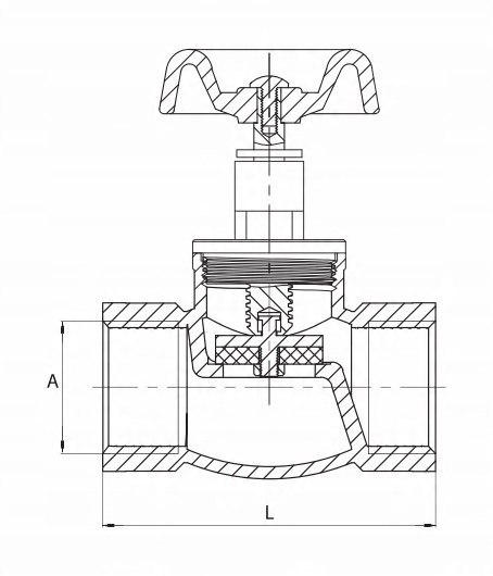 Zawór zaporowy grzybkowy żeliwny ocynkowany 1/2" DN15 Zawór zaporowy grzybkowy żeliwny ocynkowany 1/2" DN15