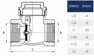 Zawór zwrotny klapowy 1/2" DN15