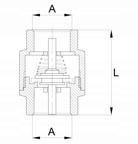 Zawór zwrotny z trzpieniem i grzybkiem mosiężnym 1 1/4" DN32