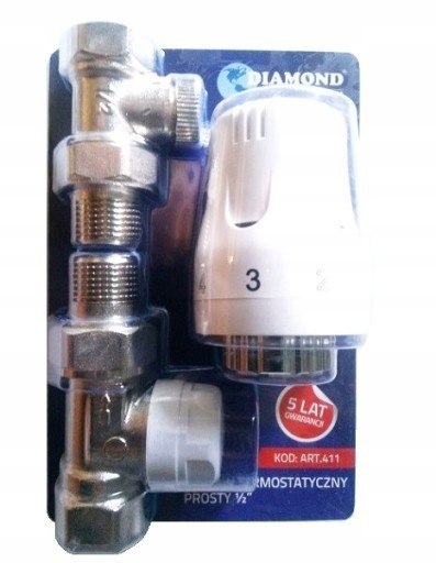 Zestaw termostatyczny 1/2" prosty z głowicą Diamond ART.411 Zestaw termostatyczny 1/2" prosty z głowicą Diamond ART.411